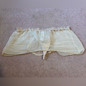 La Perla Black Label US Large Silk Blend Sheer Tan Lace Trim Lingerie Skirt NWOT